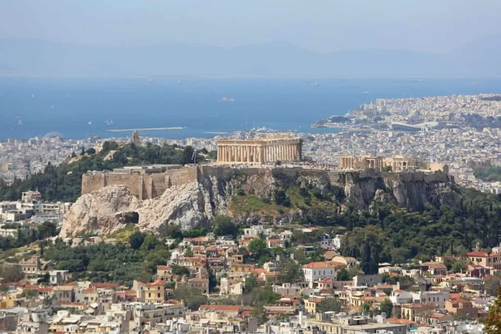 Old concrete buildings in Greece