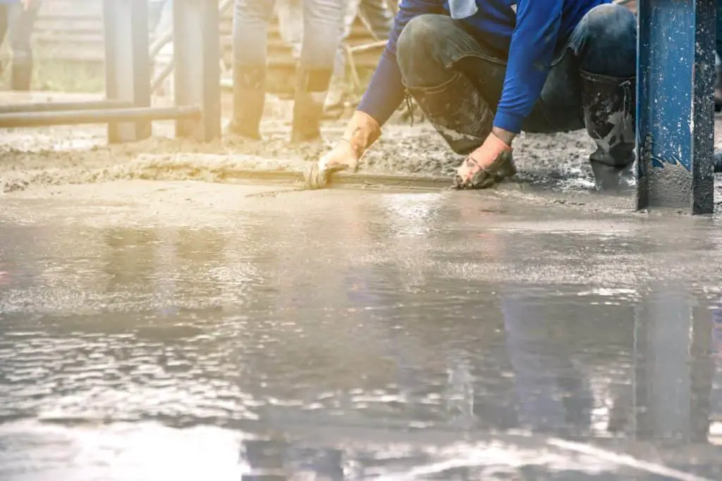 Concrete work in the rain