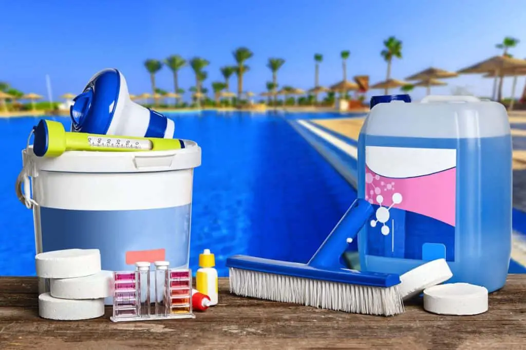 Products for cleaning a concrete pool