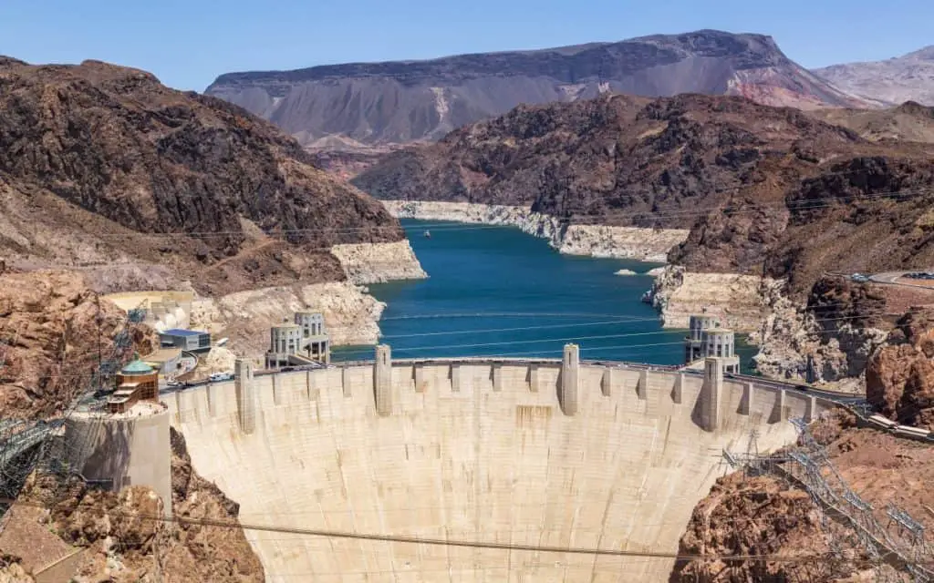 A huge concrete dam