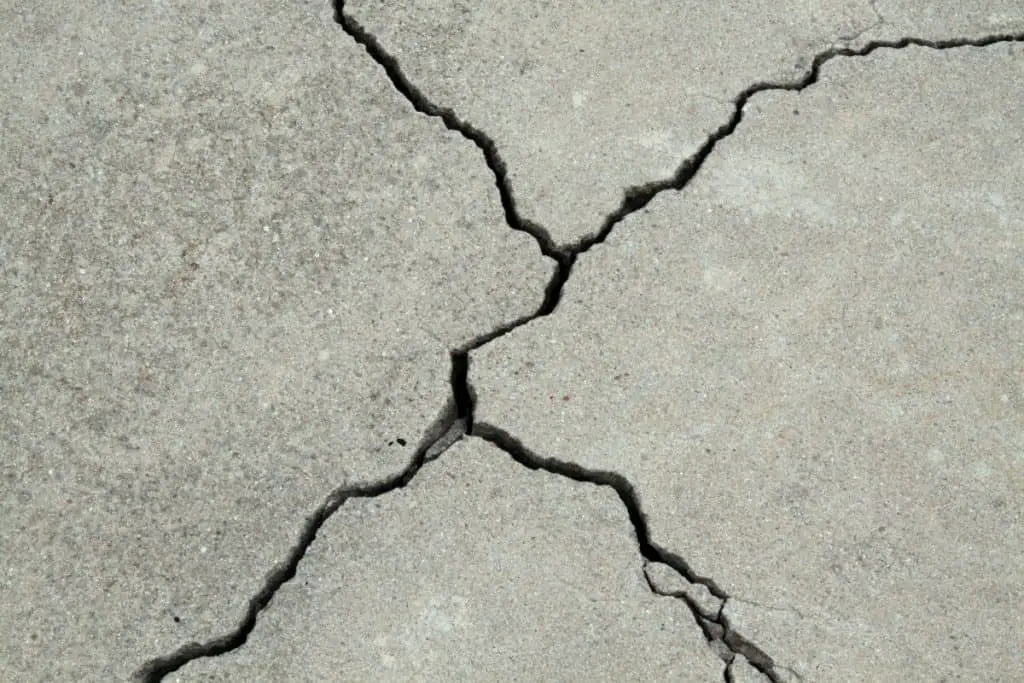 Cracked concrete driveway