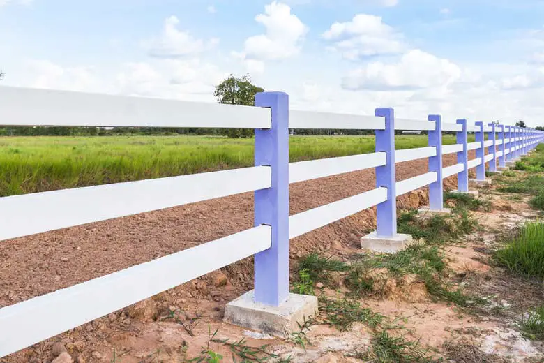 Fence posts set in concrete