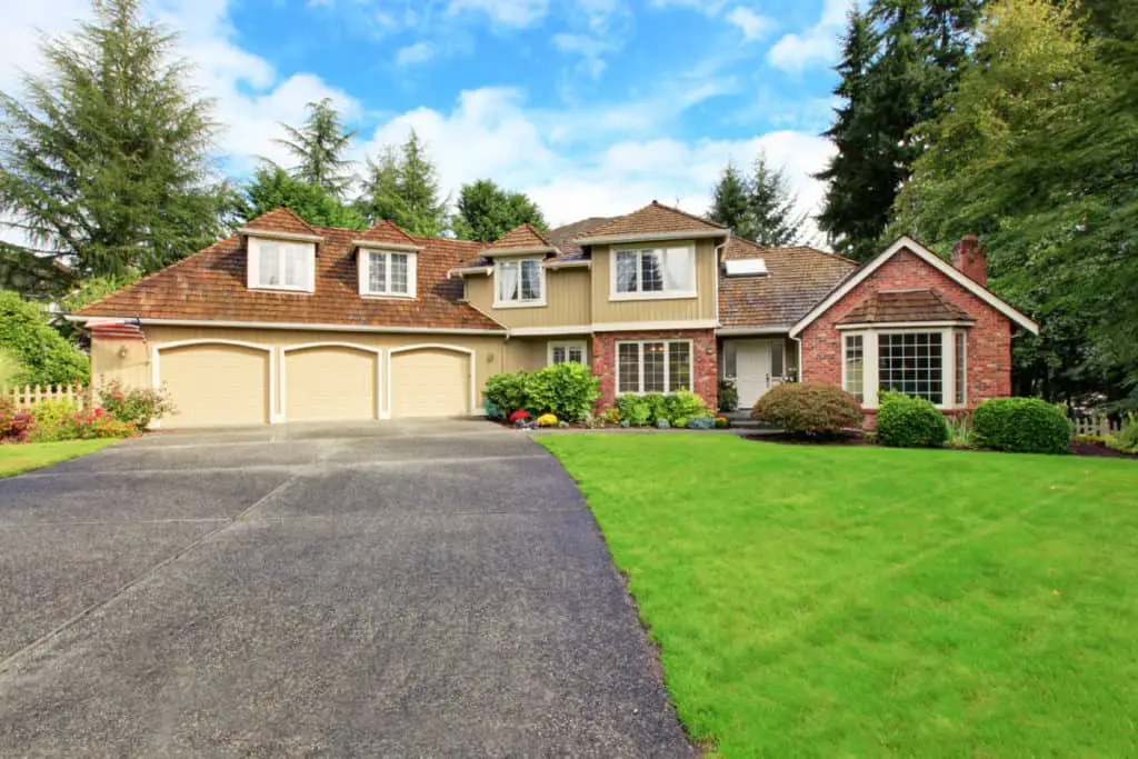 Large driveway in front of house