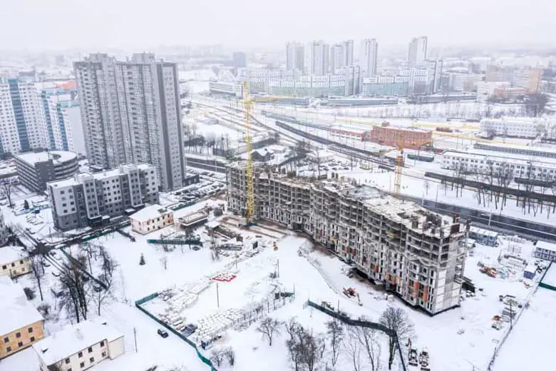 Construction site in winter