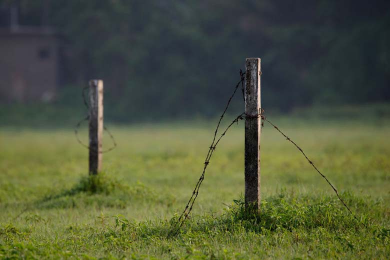 Fence post in concrete