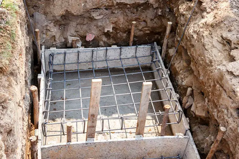 Concrete footing under construction